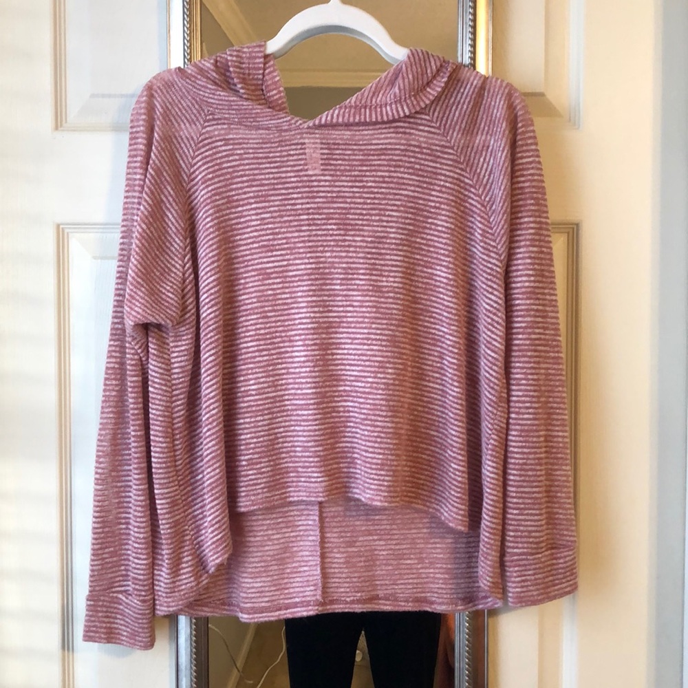 High Low pink striped hoody